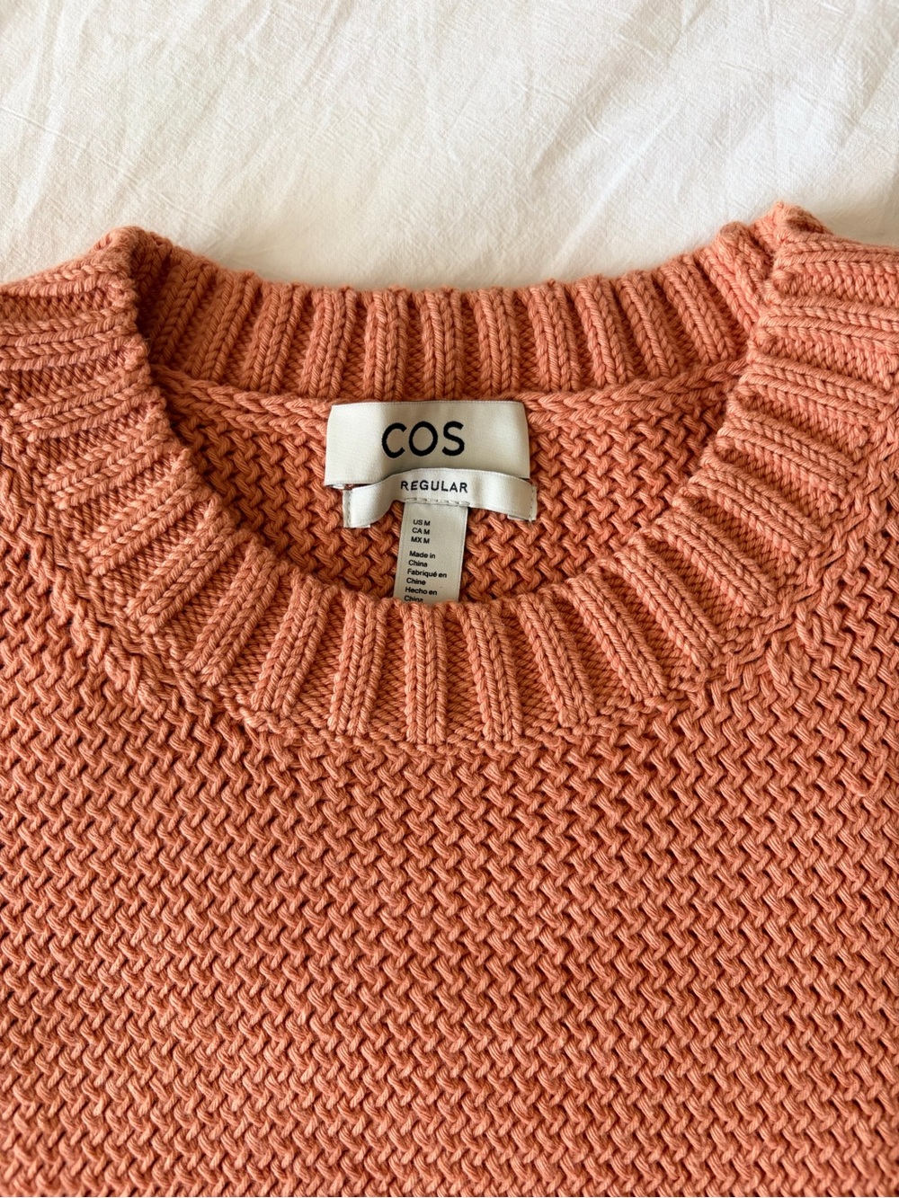 COS Chunky Knit Crewneck Sweater in Terracotta Peach - Picture 2 of 6